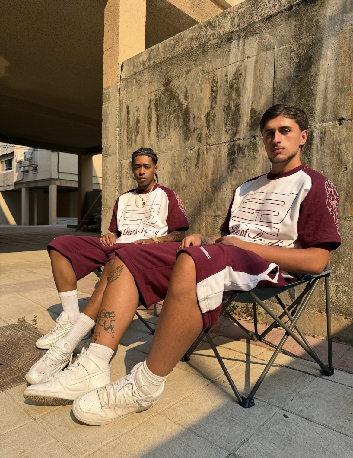 Burgundy Blockside Shorts