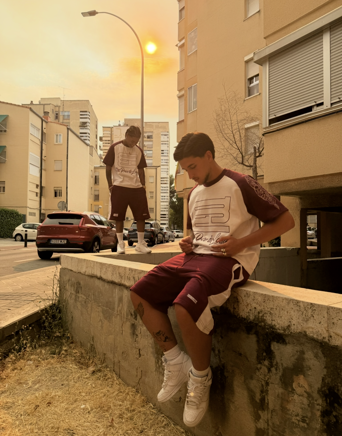 Burgundy Blockside Shorts