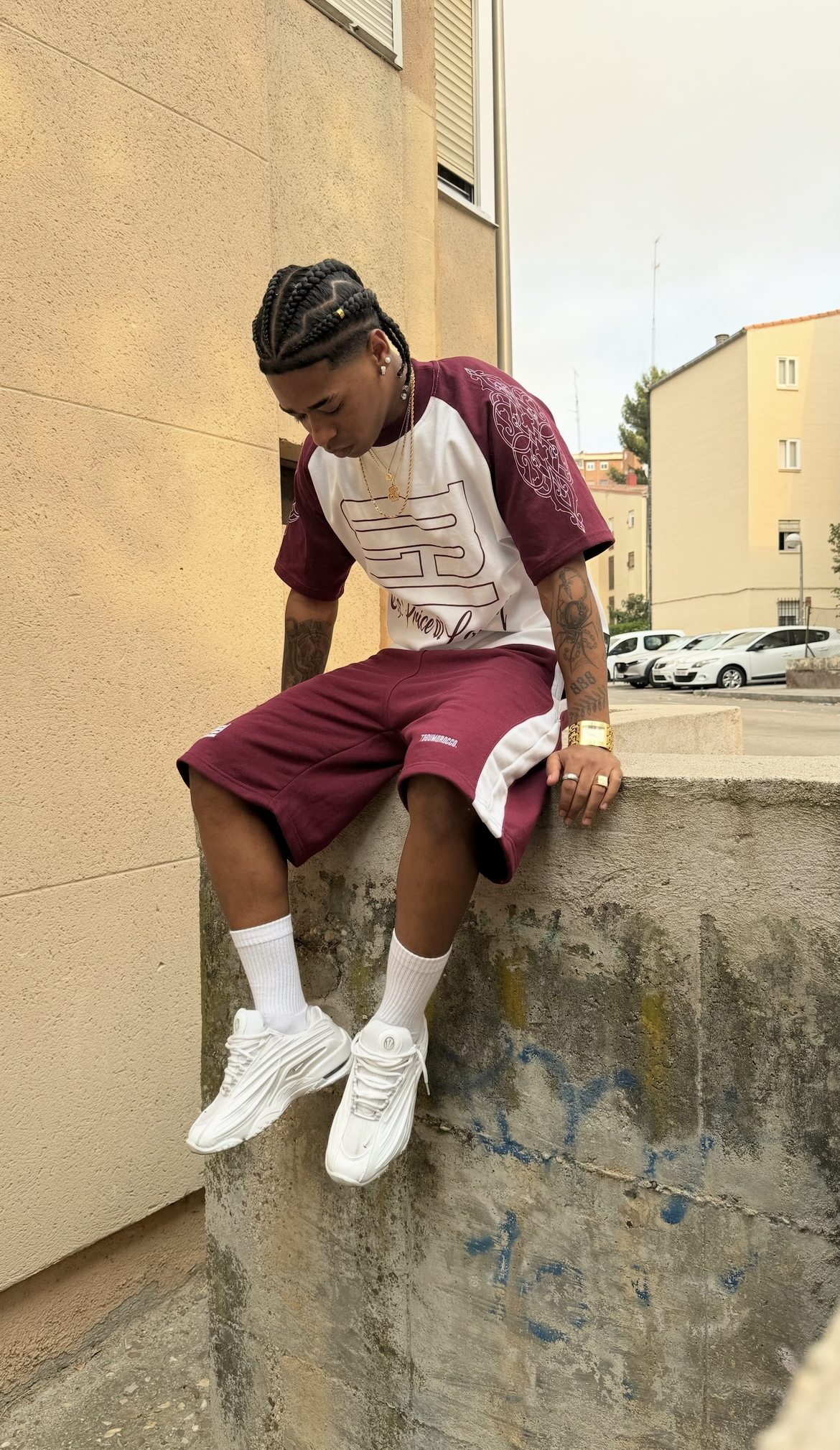 Burgundy Blockside Shorts