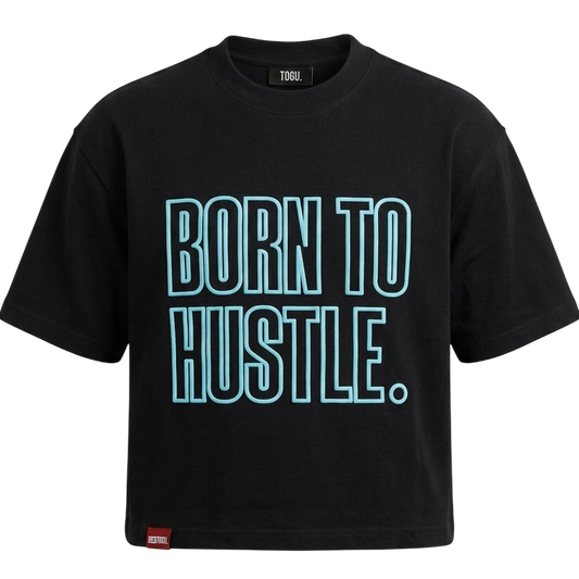 born to hustle baby blue t-shirt